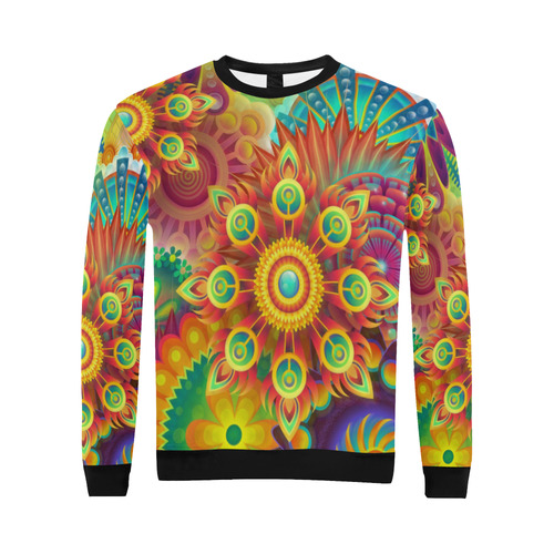 Psychedelic Mandalas All Over Print Crewneck Sweatshirt for Men (Model H18)