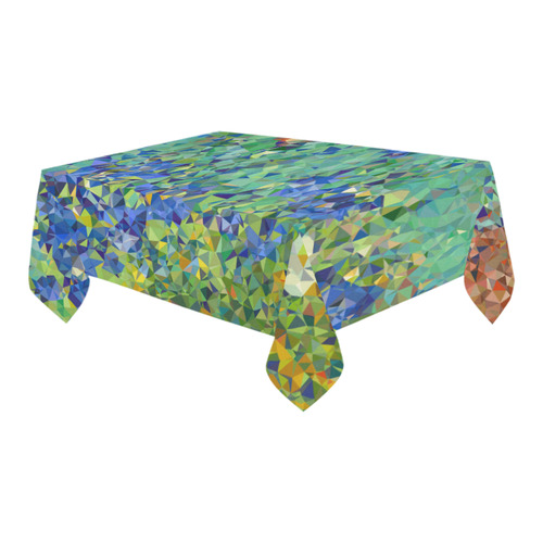 Van Gogh Irises Floral Geometric Triangles Cotton Linen Tablecloth 60" x 90"