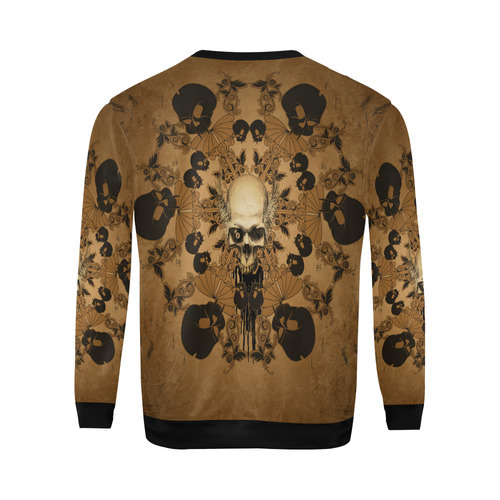 Skull with skull mandala on the background All Over Print Crewneck Sweatshirt for Men (Model H18)
