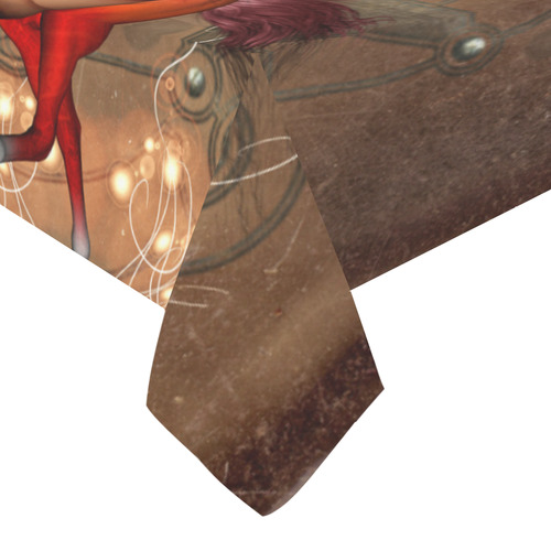 Wonderful horse with skull, red colors Cotton Linen Tablecloth 60" x 90"