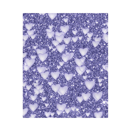 Hearts on Sparkling glitter print, blue Duvet Cover 86"x70" ( All-over-print)