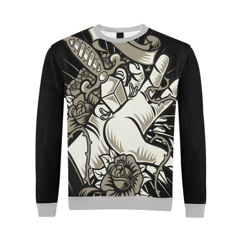 Sacrifice Light Grey All Over Print Crewneck Sweatshirt for Men (Model H18)