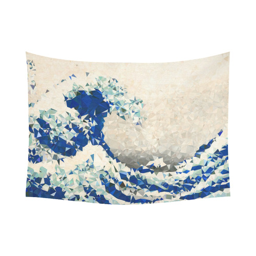 Great Wave Off Kanagawa Hokusai Triangles Cotton Linen Wall Tapestry 80"x 60"