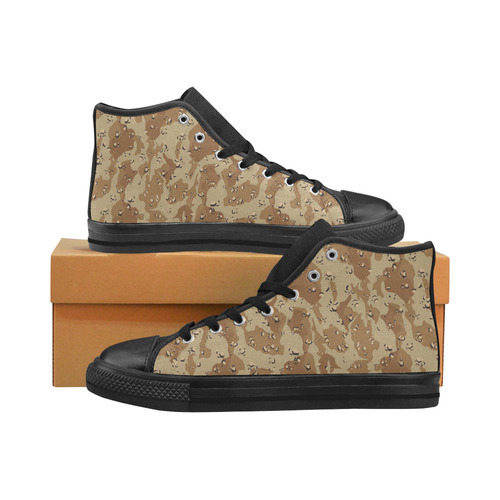 Desert Camouflage Military Pattern Women's Classic High Top Canvas Shoes (Model 017)
