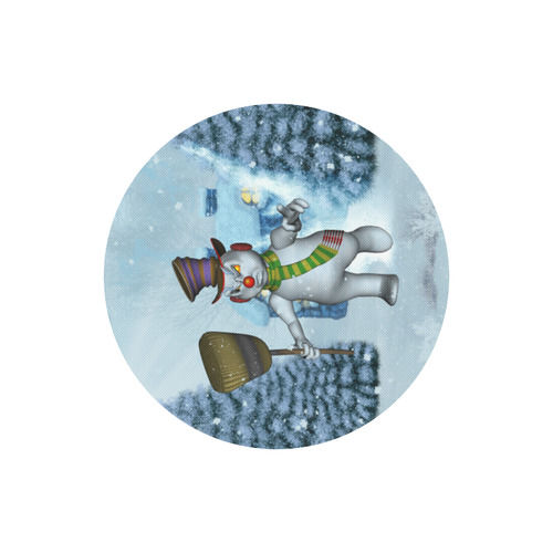Funny grimly snowman Round Mousepad