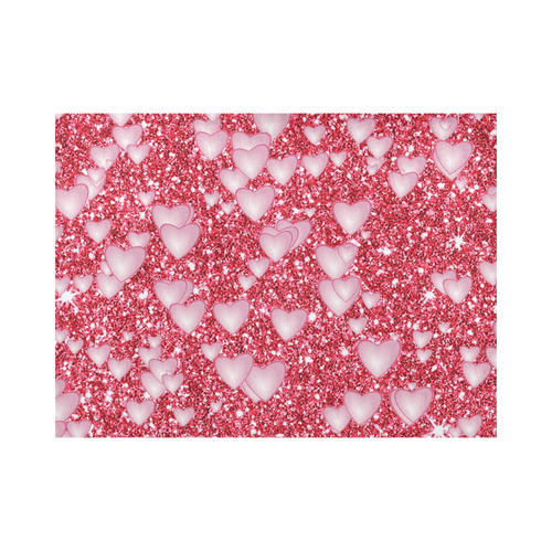 Hearts on Sparkling glitter print, red Placemat 14’’ x 19’’ (Two Pieces)