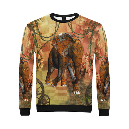 Steampunk, awesome steampunk elephant All Over Print Crewneck Sweatshirt for Men (Model H18)