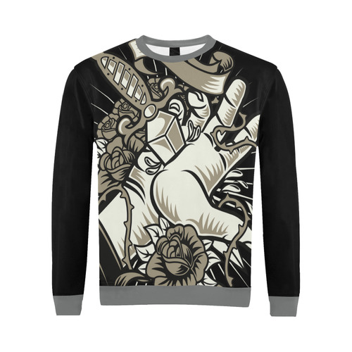 Sacrifice Dark Grey All Over Print Crewneck Sweatshirt for Men (Model H18)