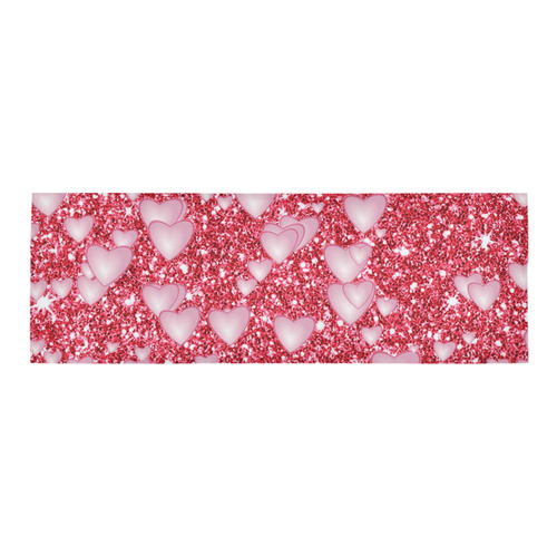 Hearts on Sparkling glitter print, red Area Rug 9'6''x3'3''