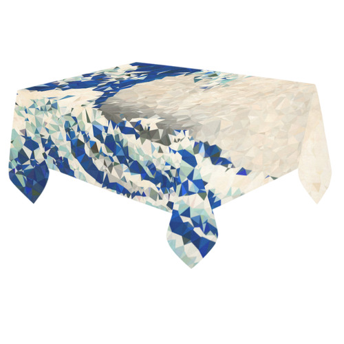 Great Wave Off Kanagawa Hokusai Triangles Cotton Linen Tablecloth 60"x 84"