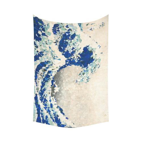 Great Wave Off Kanagawa Hokusai Triangles Cotton Linen Wall Tapestry 90"x 60"