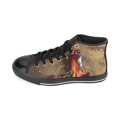 Wonderful horse with skull, red colors Men’s Classic High Top Canvas Shoes /Large Size (Model 017)