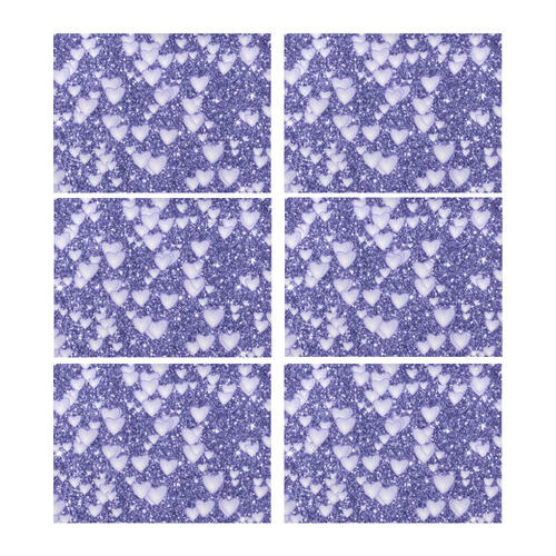 Hearts on Sparkling glitter print, blue Placemat 14’’ x 19’’ (Set of 6)