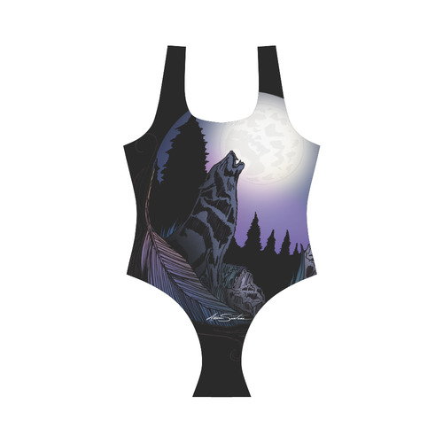 Howling Wolf Vest One Piece Swimsuit (Model S04)