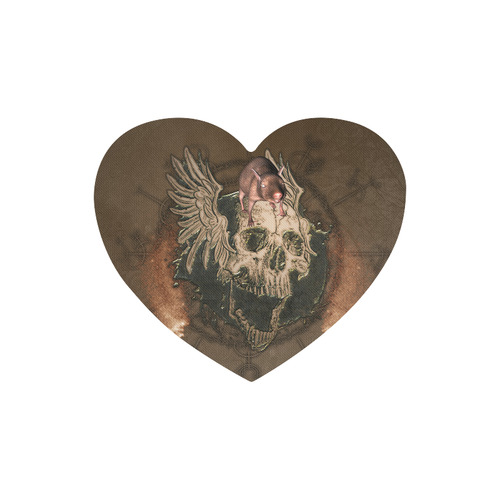 Awesome skull with rat Heart-shaped Mousepad