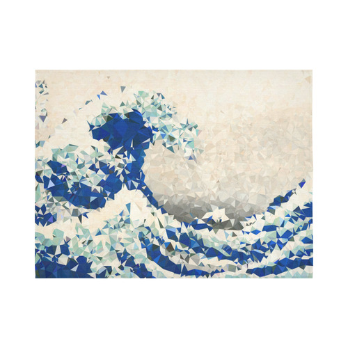 Great Wave Off Kanagawa Hokusai Triangles Cotton Linen Wall Tapestry 80"x 60"