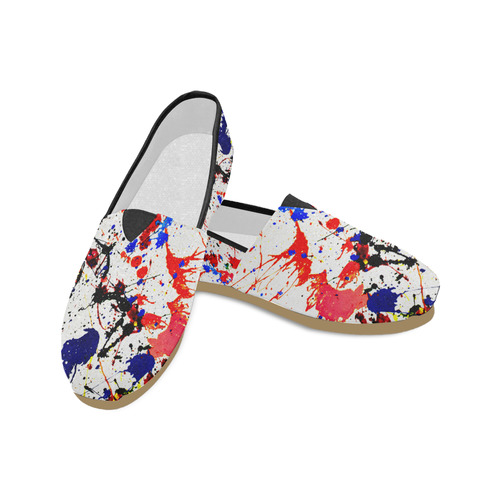 Blue & Red Paint Splatter Artsy Unisex Casual Shoes (Model 004) ID