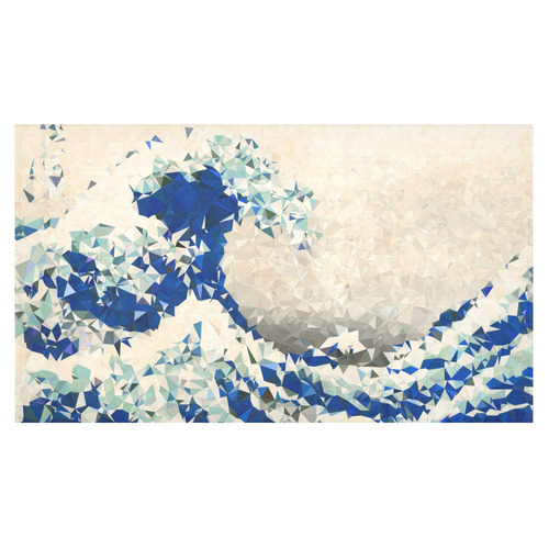 Great Wave Off Kanagawa Hokusai Triangles Cotton Linen Tablecloth 60"x 104"