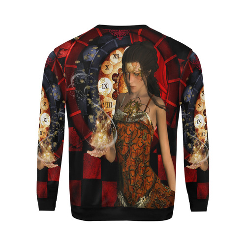 Beautiful steampunk lady All Over Print Crewneck Sweatshirt for Men (Model H18)