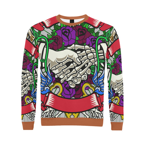 Otherside Modern Sienna Brown All Over Print Crewneck Sweatshirt for Men (Model H18)