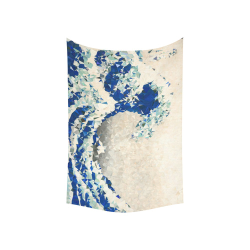 Great Wave Off Kanagawa Hokusai Triangles Cotton Linen Wall Tapestry 60"x 40"