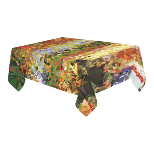 Van Gogh Flower Garden Floral Geometric Triangles Cotton Linen Tablecloth 60" x 90"