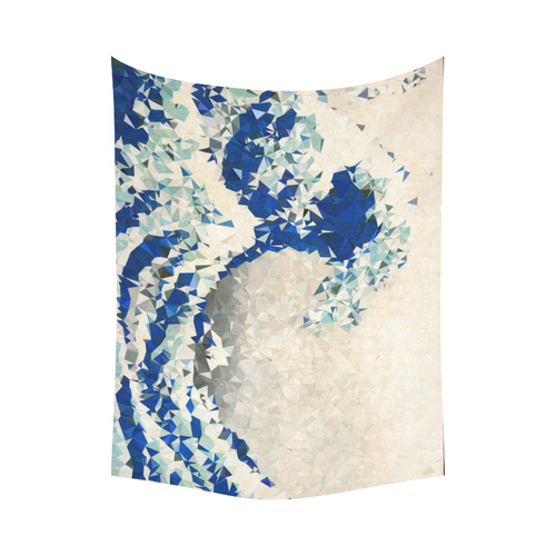 Great Wave Off Kanagawa Hokusai Triangles Cotton Linen Wall Tapestry 80"x 60"