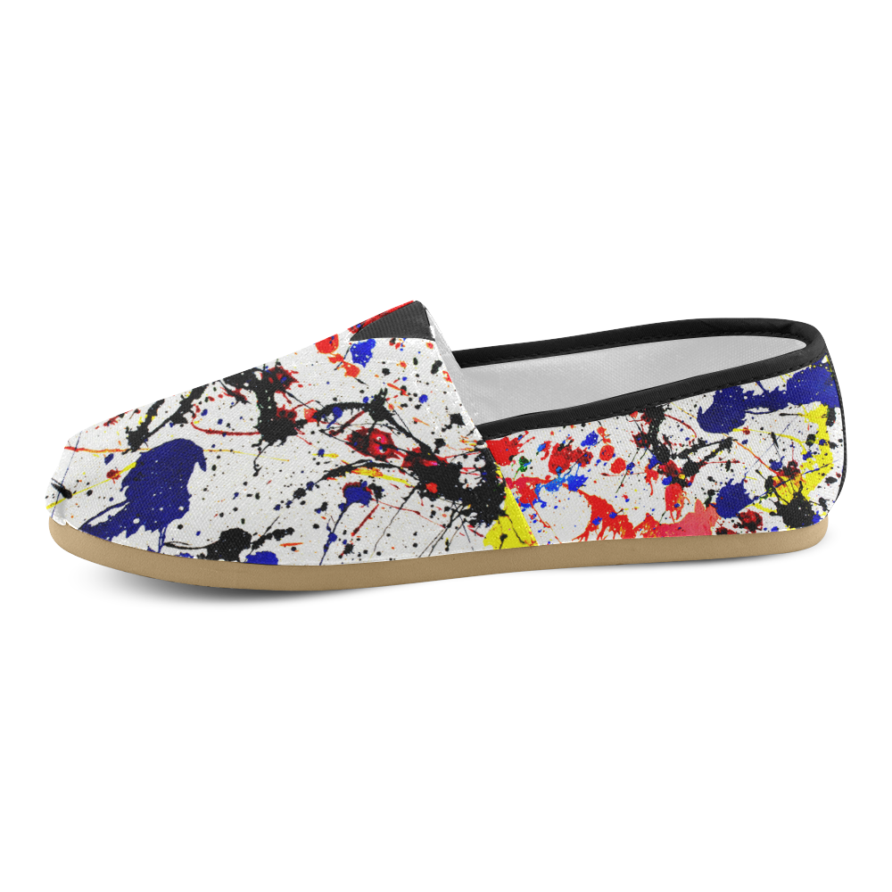 Blue & Red Paint Splatter Artsy Unisex Casual Shoes (Model 004) ID