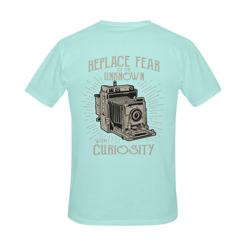 Replace Fear Light Blue Men's Slim Fit T-shirt (Model T13)