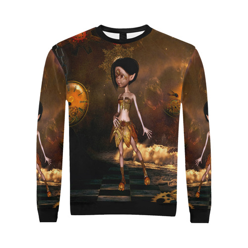 Sweet steampunk girl on the beach All Over Print Crewneck Sweatshirt for Men (Model H18)