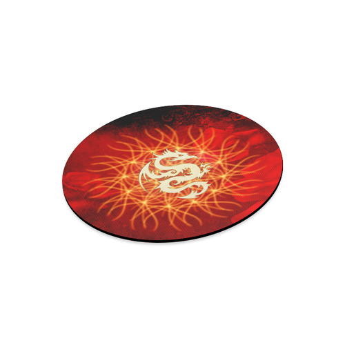 Awesome chinese dragon, gold Round Mousepad
