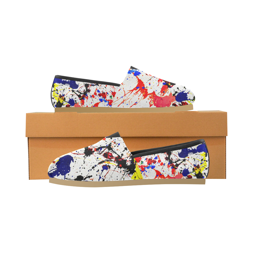 Blue & Red Paint Splatter Artsy Unisex Casual Shoes (Model 004) ID