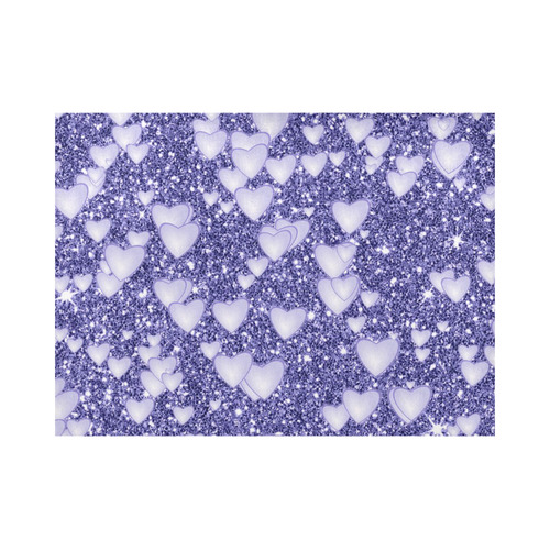 Hearts on Sparkling glitter print, blue Placemat 14’’ x 19’’ (Four Pieces)