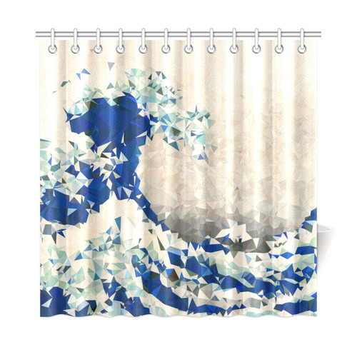 Great Wave Off Kanagawa Hokusai Triangles Shower Curtain 72"x72"