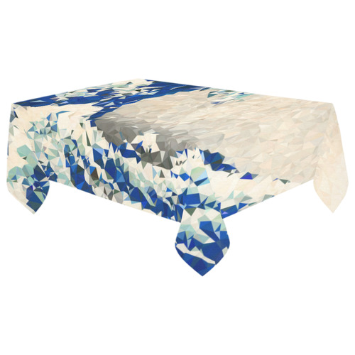 Great Wave Off Kanagawa Hokusai Triangles Cotton Linen Tablecloth 60"x 104"