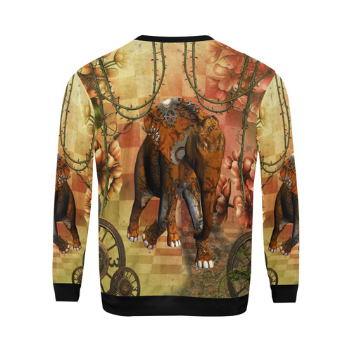 Steampunk, awesome steampunk elephant All Over Print Crewneck Sweatshirt for Men (Model H18)