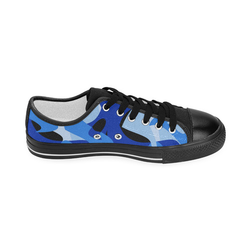 A201 Abstract Shades of Blue and Black Women's Classic Canvas Shoes (Model 018)