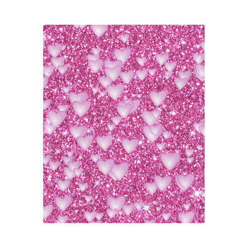 Hearts on Sparkling glitter print, pink Duvet Cover 86"x70" ( All-over-print)