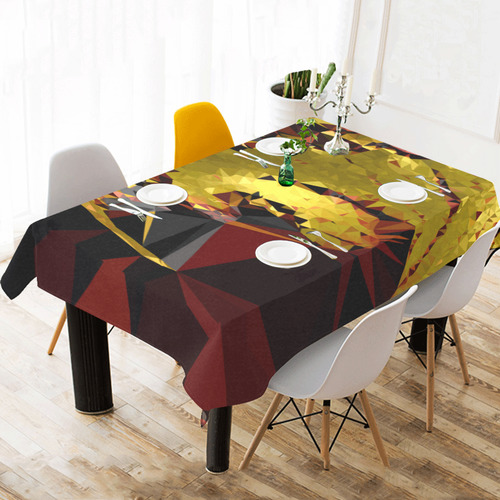 Gold Triangles Geometric Modern Art Cotton Linen Tablecloth 60"x 104"