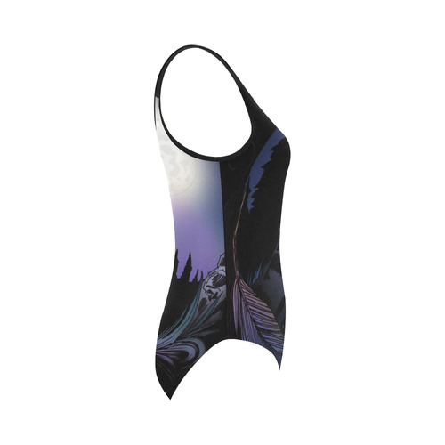 Howling Wolf Vest One Piece Swimsuit (Model S04)