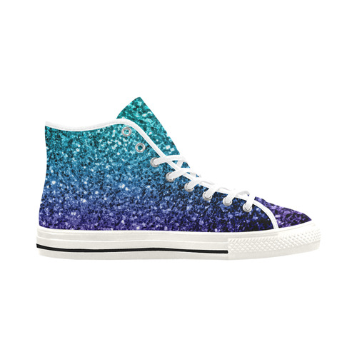 Beautiful Aqua blue Ombre glitter sparkles Vancouver H Women's Canvas Shoes (1013-1)