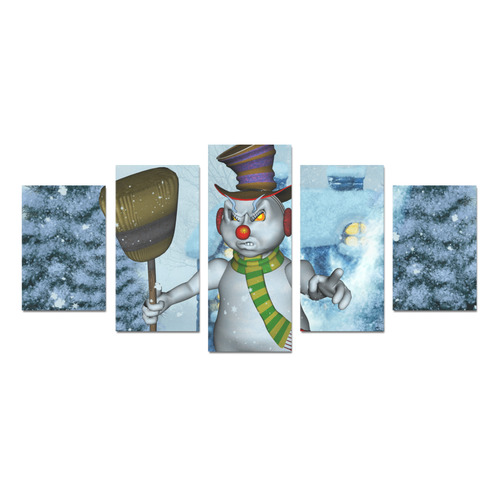Funny grimly snowman Canvas Print Sets D (No Frame)