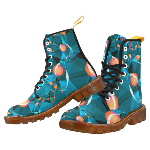 Blue Bronze Abstract Geometric Triangles Martin Boots For Women Model 1203H