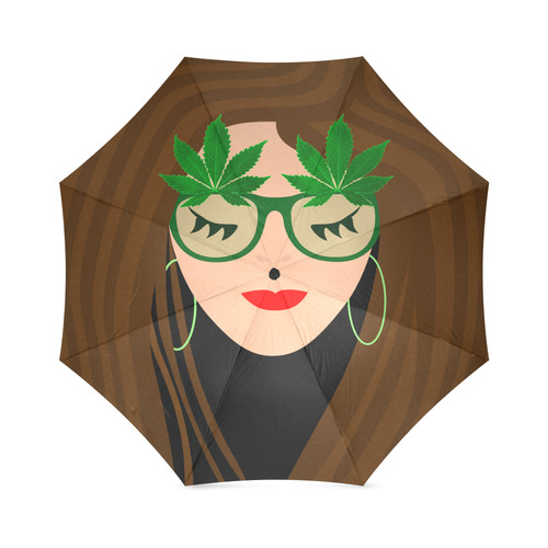 420 Glasses Girl Foldable Umbrella (Model U01)