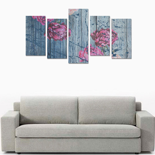 Shabby chic with painted peonies Canvas Print Sets E (No Frame)