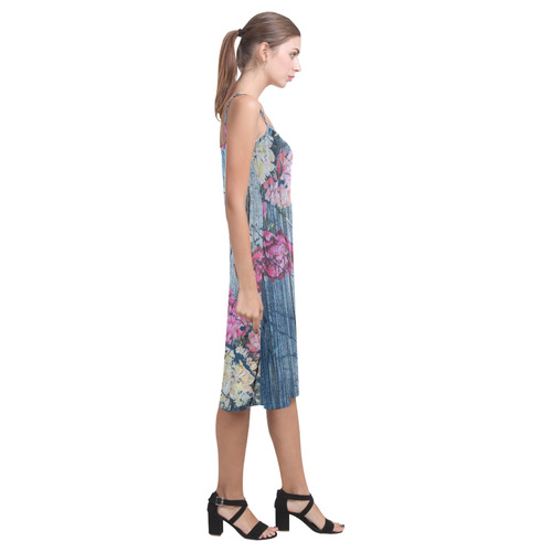 Shabby chic with painted peonies Alcestis Slip Dress (Model D05)