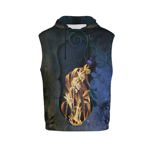 Beautiful flowers on vintage background All Over Print Sleeveless Hoodie for Men (Model H15)