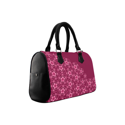 Floral & Burgundy Boston Handbag (Model 1621)