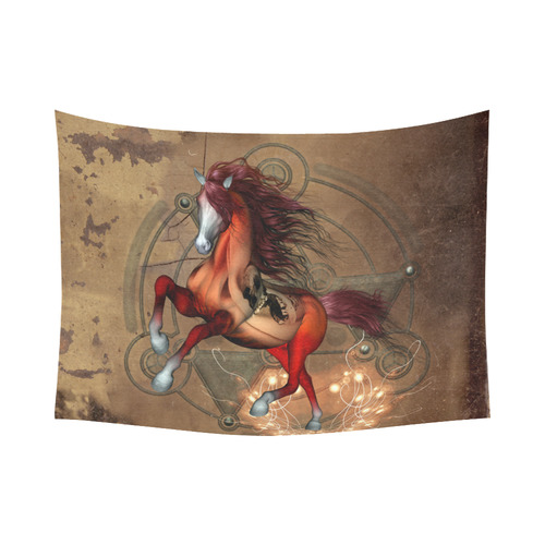 Wonderful horse with skull, red colors Cotton Linen Wall Tapestry 80"x 60"