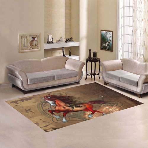 Wonderful horse with skull, red colors Area Rug7'x5'